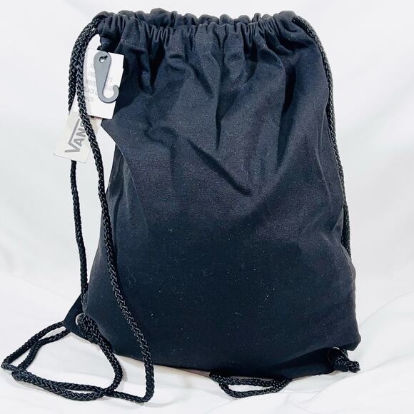 Vans Bench Bag Backpack Black Red White Classic Logo Cotton Drawstrings Closure - Picture 2 of 7